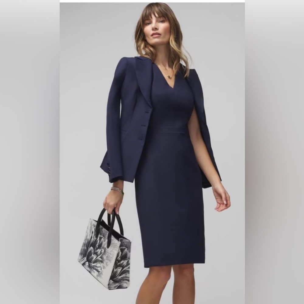White House Black Market Midnight Blue Aura V-Neck Dress - 18